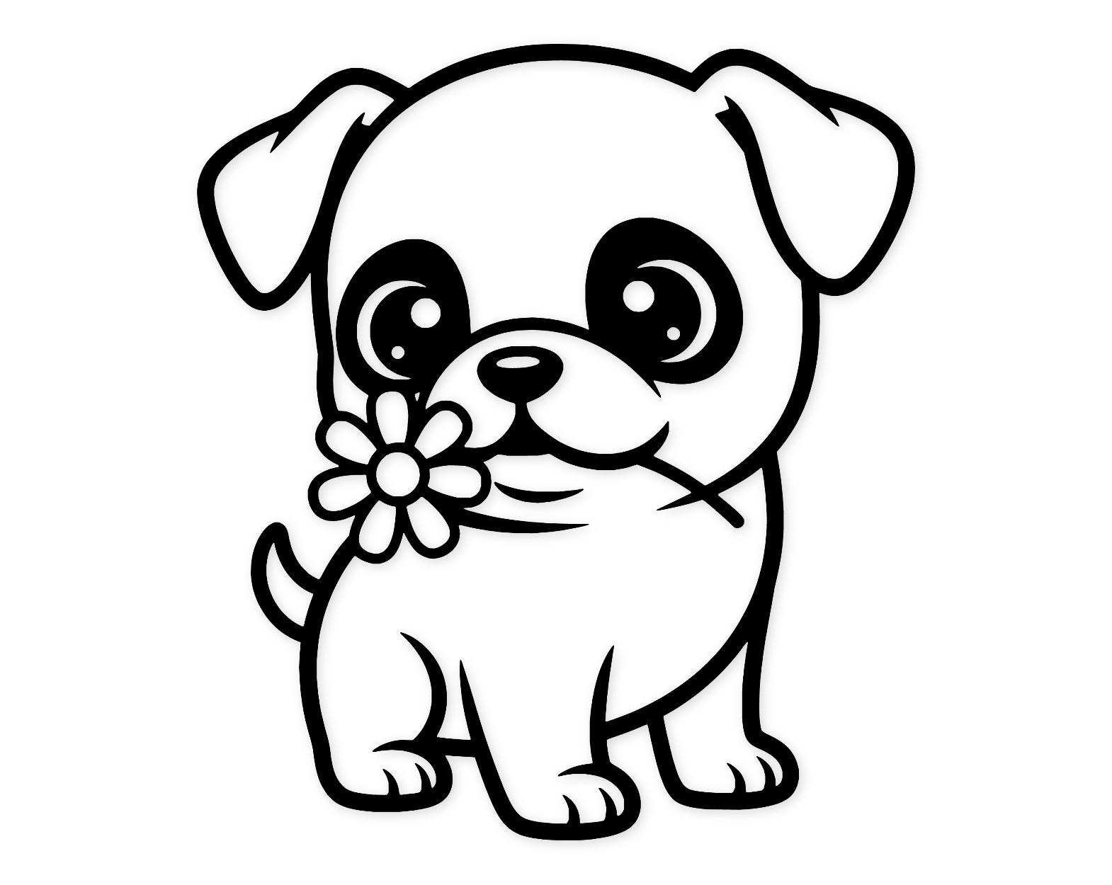 Puppy With Flower Svg Png: Cut Ready Digital Design For Cricut Silhouette