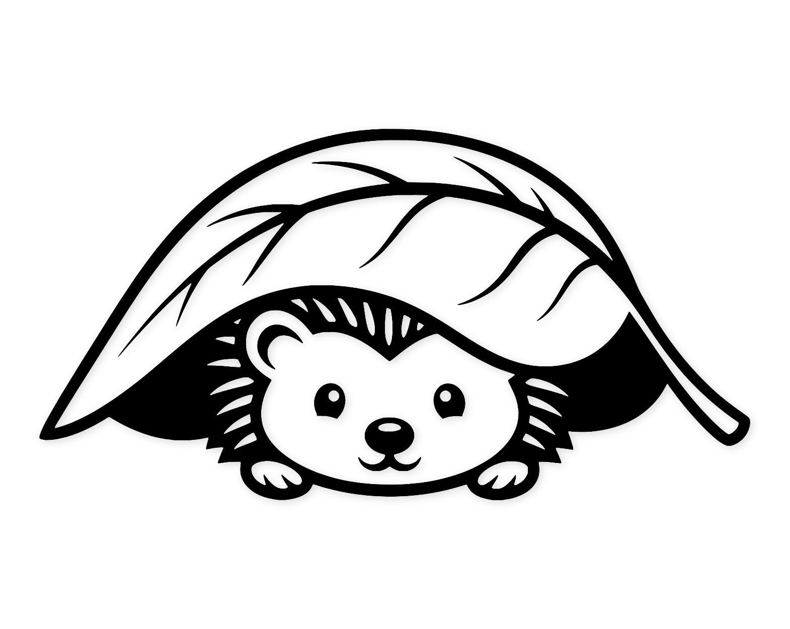 Hedgehog Under Leaf Svg Png: Cute & Bold Design For T-Shirts