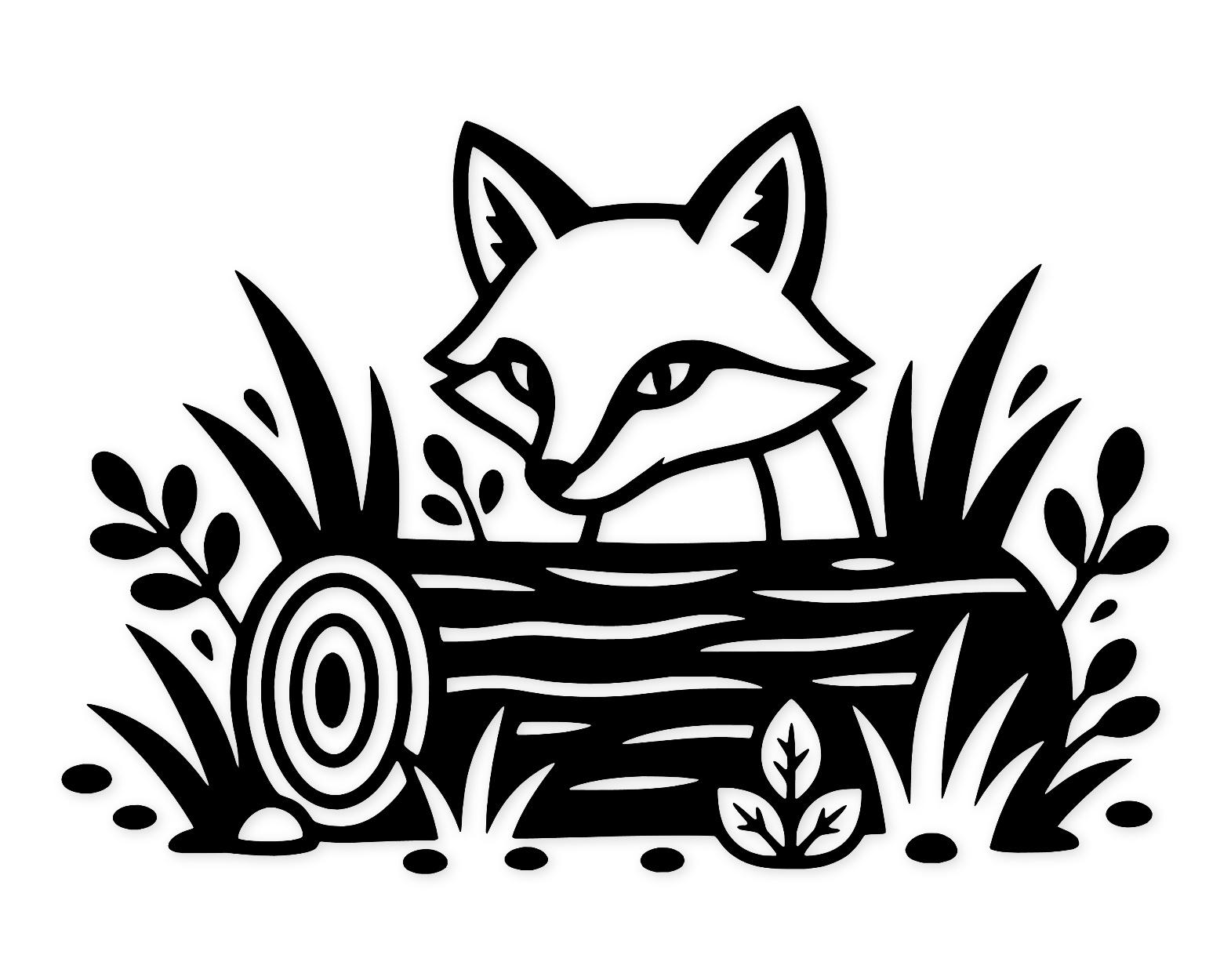 Fox Behind Log Svg Png: Bold Design For Crafts