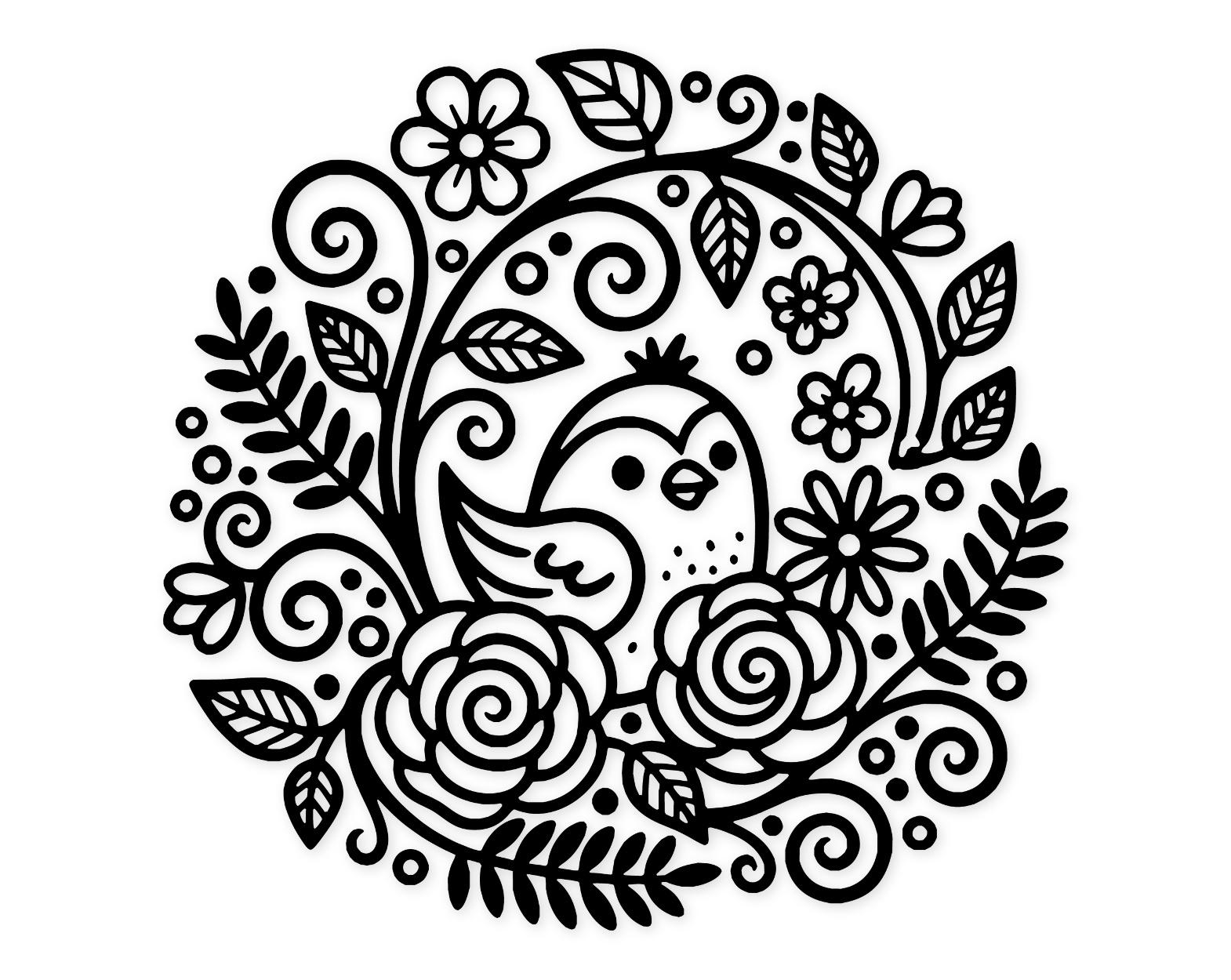 Beautiful Bird Scene Svg Png: Floral Minimalist Design For Wall Art