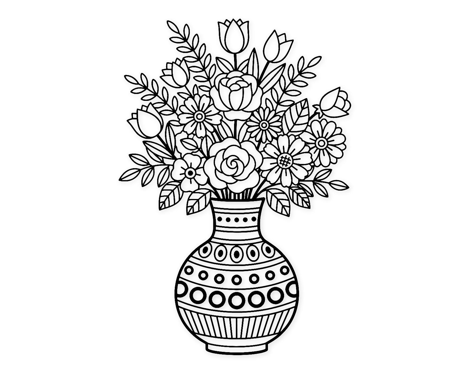 Vase Of Flowers Svg Png: Cut Ready Digital Design For Cricut Silhouette