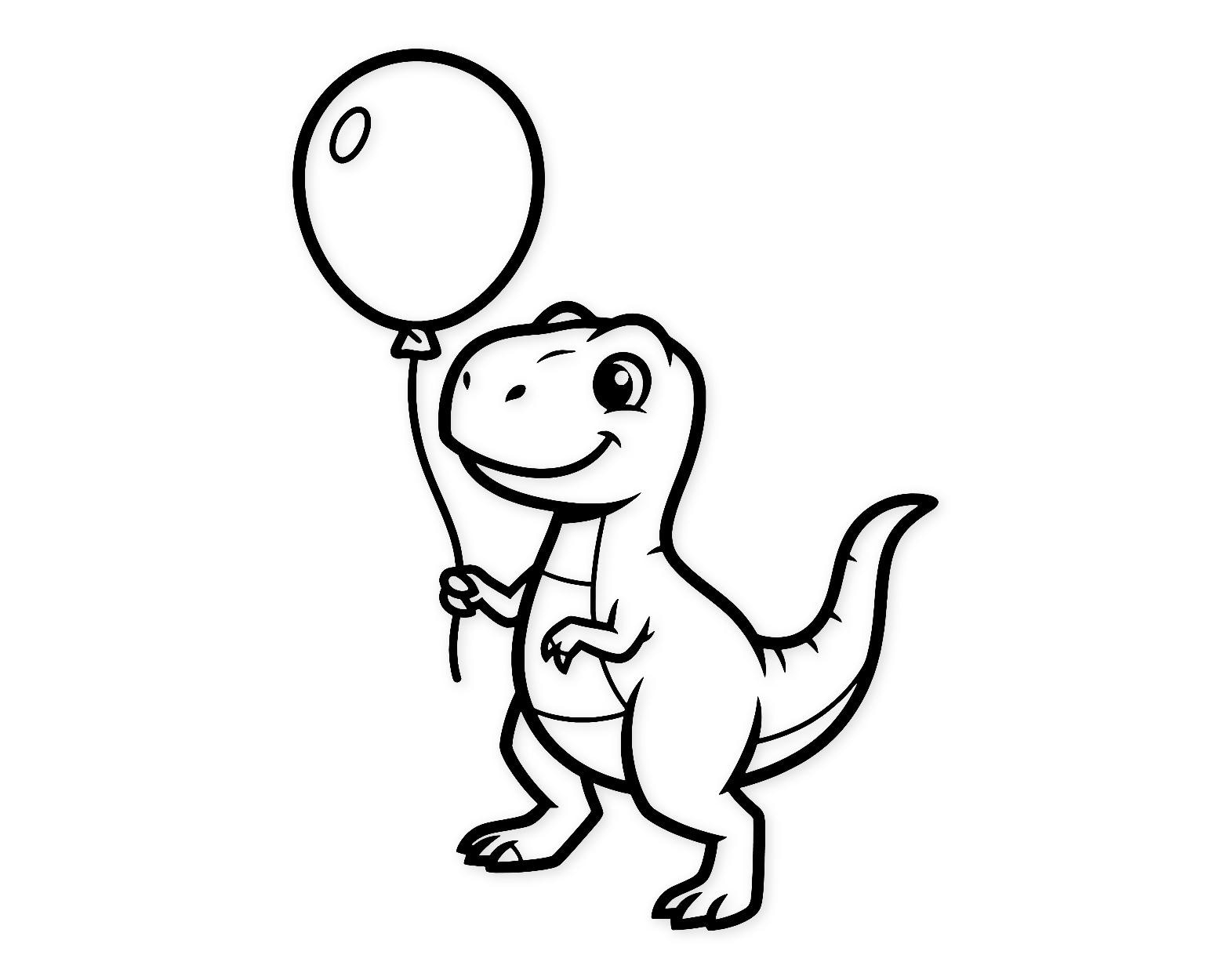 Dino With Balloon Svg Png: Cut Ready Digital Design For Cricut Silhouette