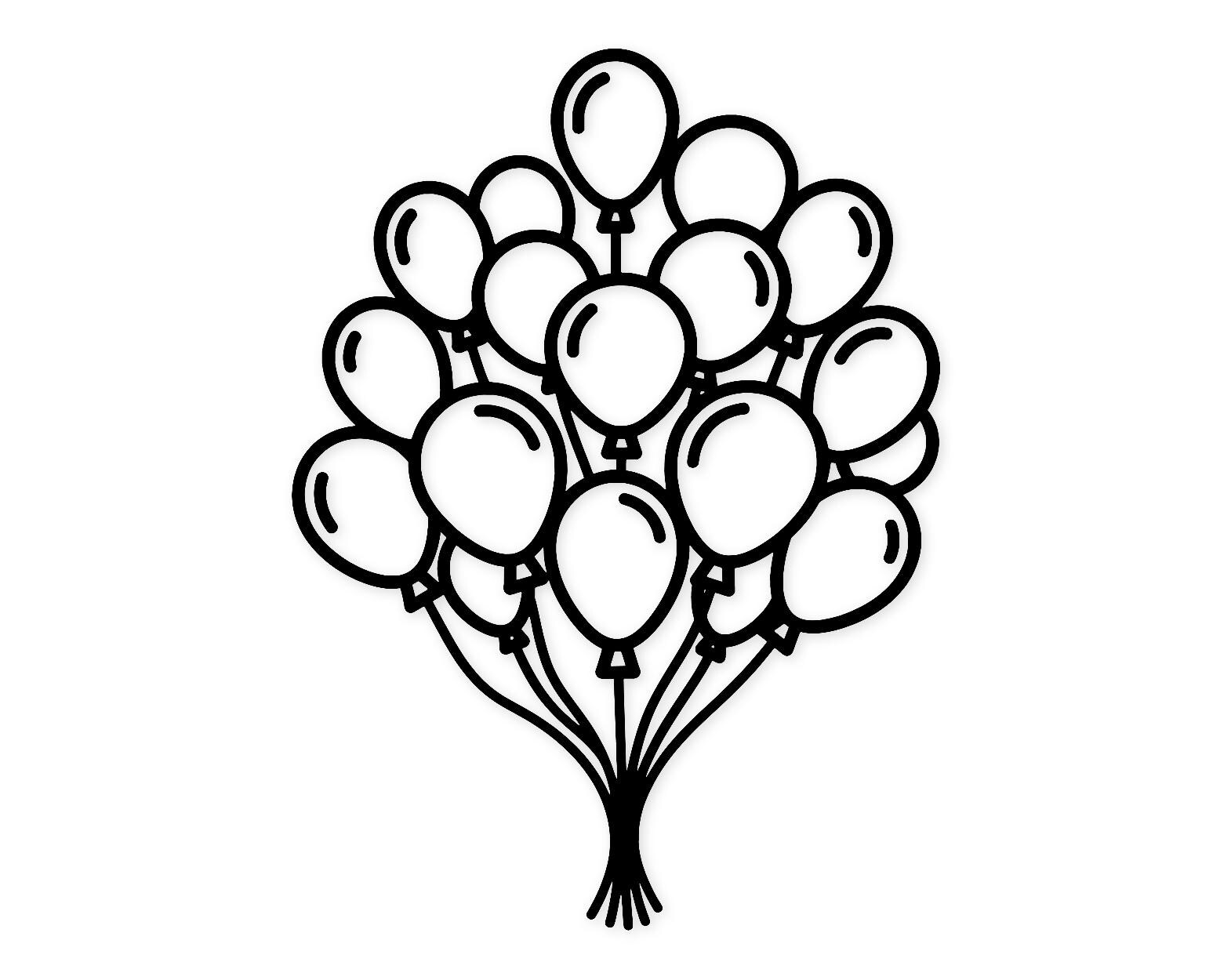 Balloons Scene Svg Png: Bold Clean Outline For Cut Files