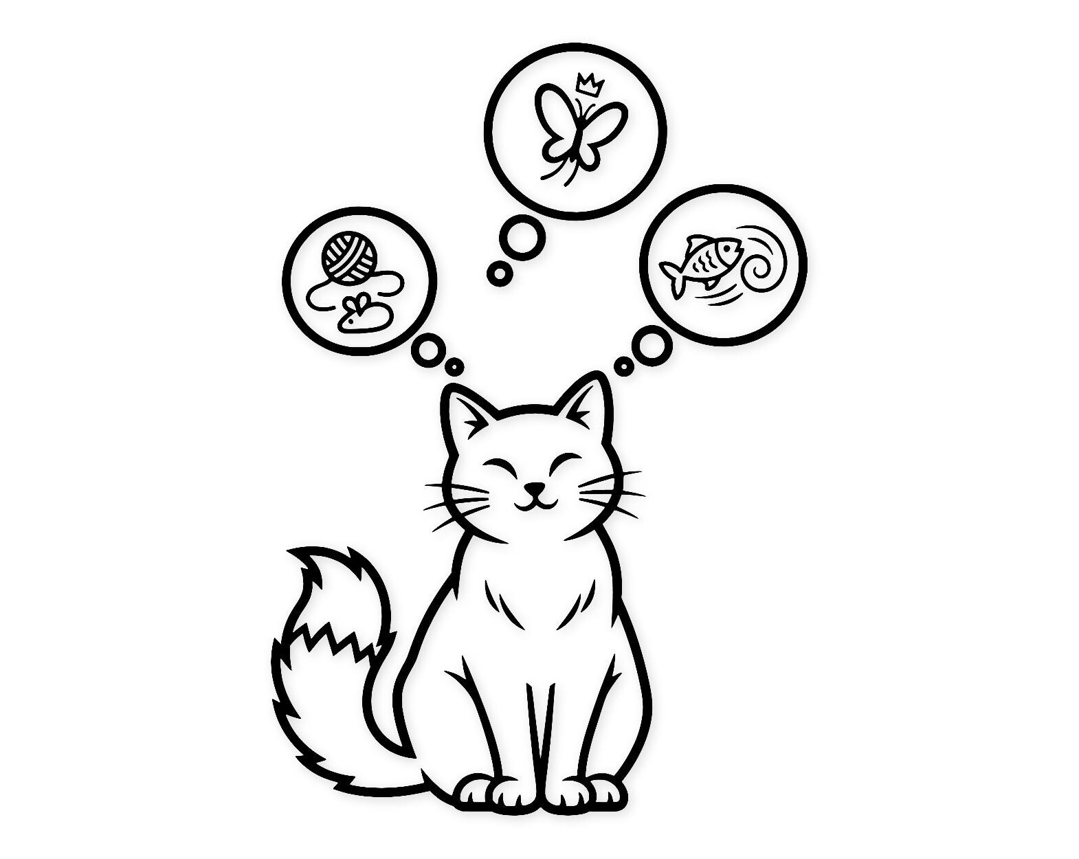 Curious Cat Thoughts Svg Png: Whimsical Cut File For Crafts